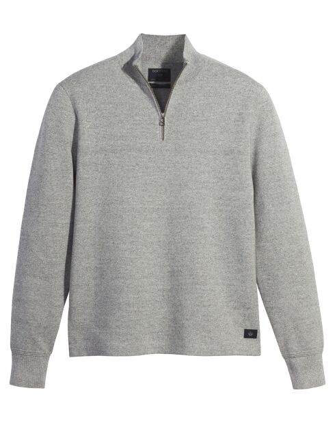 Pull 1/4 zip gris chiné